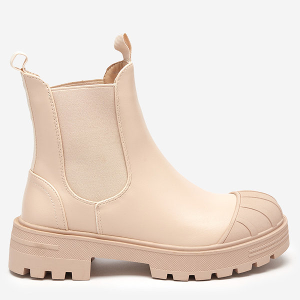 OUTLET Beige women's boots on a massive sole Beretica - Footwear