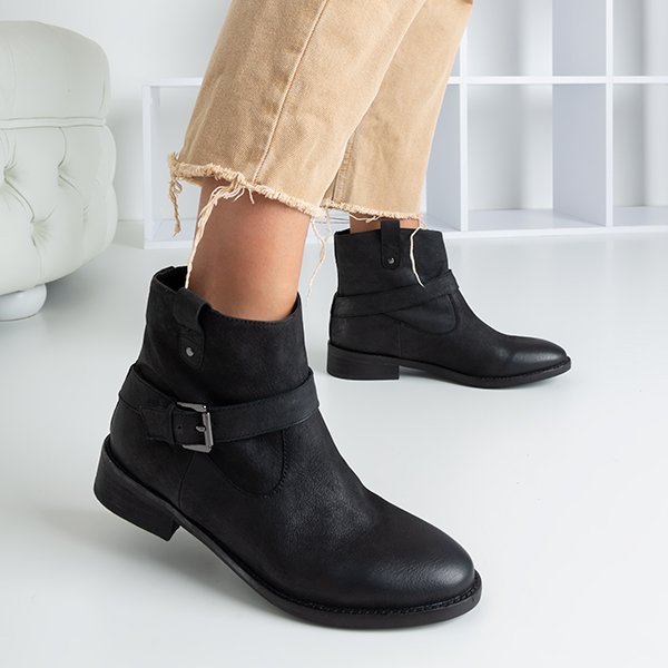 OUTLET Black women's boots made of genuine leather Kerga - Footwear