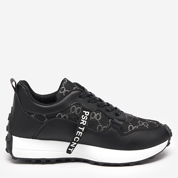 OUTLET Black women's sports shoes with fashionable pattern Tentis - Footwear