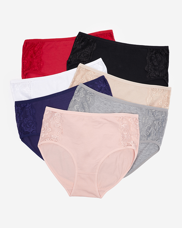 A set of women's cotton panties with lace PLUS SIZE 7 / pack- Underwear