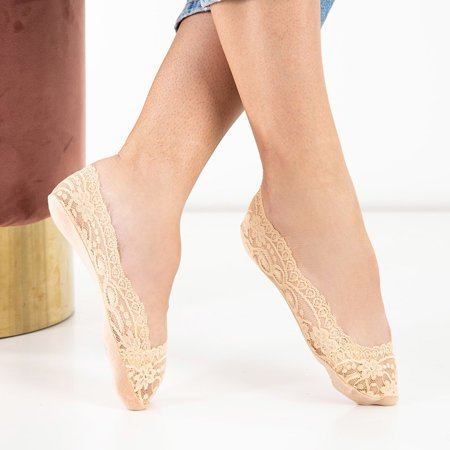 Beige lace antibacterial ballerinas feet - Socks