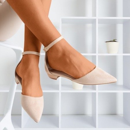 Beige women's ballerinas with flat heels Arinida - Shoes