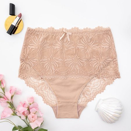 Beige women's panties with lace PLUS SIZE - Underwear