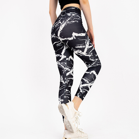 Black and white women's marbled leggings - Clothing