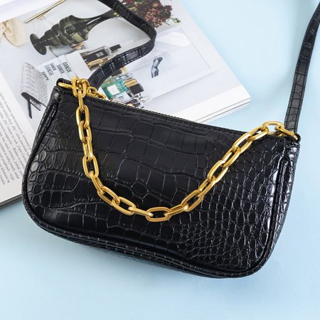 Black handbag with embossing a'la crocodile skin - Accessories