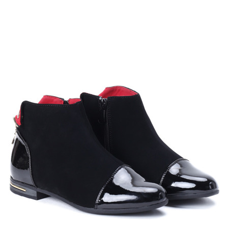 Black women's Chelsea boots with a varnished toe cap - Shoes