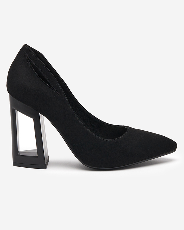 Black women's pumps on a post with a cut Backina - Shoes