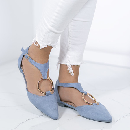 Blue ballerina shoes with Laurita gold decoration - Footwear