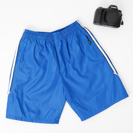 Cobalt men's sports shorts with white stripes - Clothing