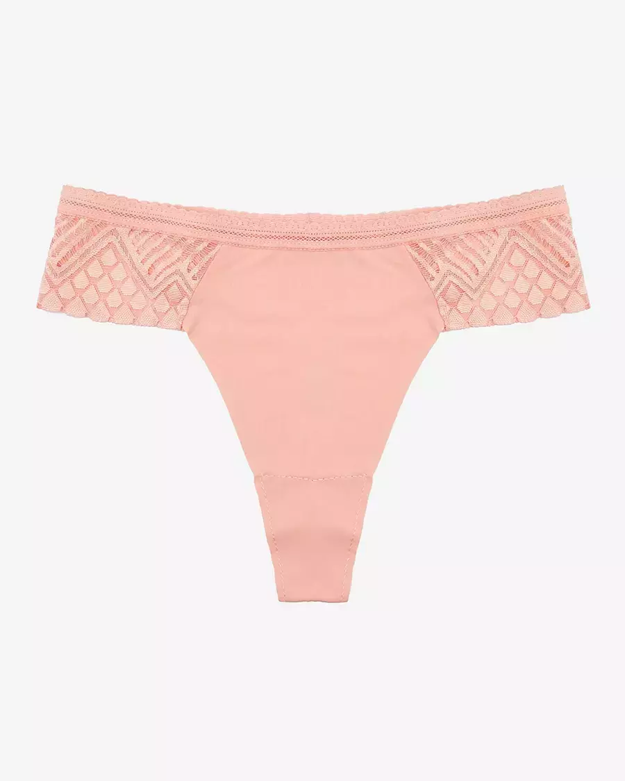 Coral women's thong panties with lace - Underwear