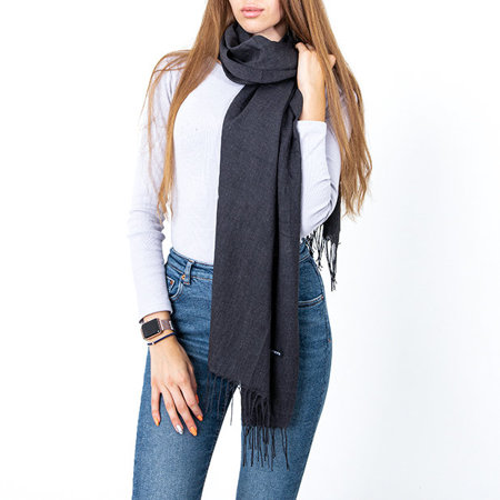 Dark gray women's plain scarf - Accessories