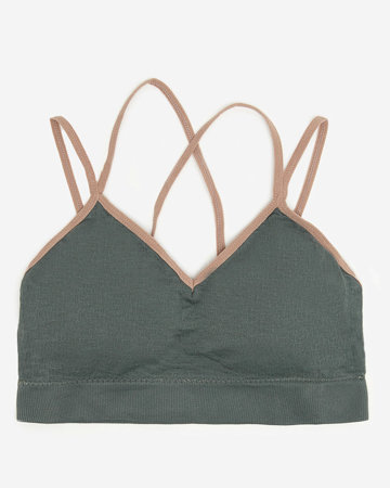 Dark green ladies sports bra with thin straps - Underwear