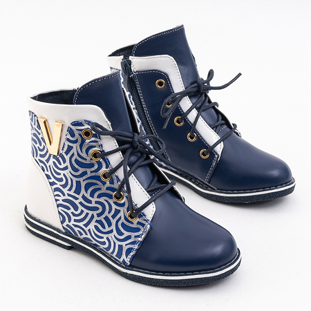 Girls 'navy blue boots with a decorative upper Frenzi - Footwear
