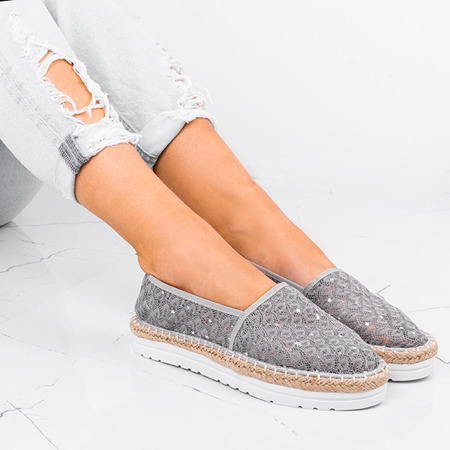 Gray espadrilles with lace trim Ariel - Footwear 1