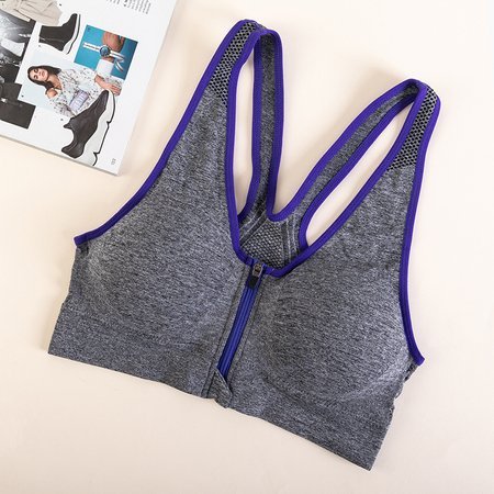 Gray expandable sports bra with cobalt inserts - Underwear