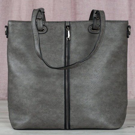 Gray large women&#39;s bag with zip - Handbags 1