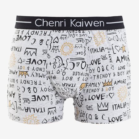 Gray men's boxer shorts with inscriptions - Underwear