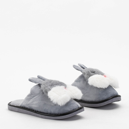 Gray women's slippers with a rabbit Rudi - Footwear