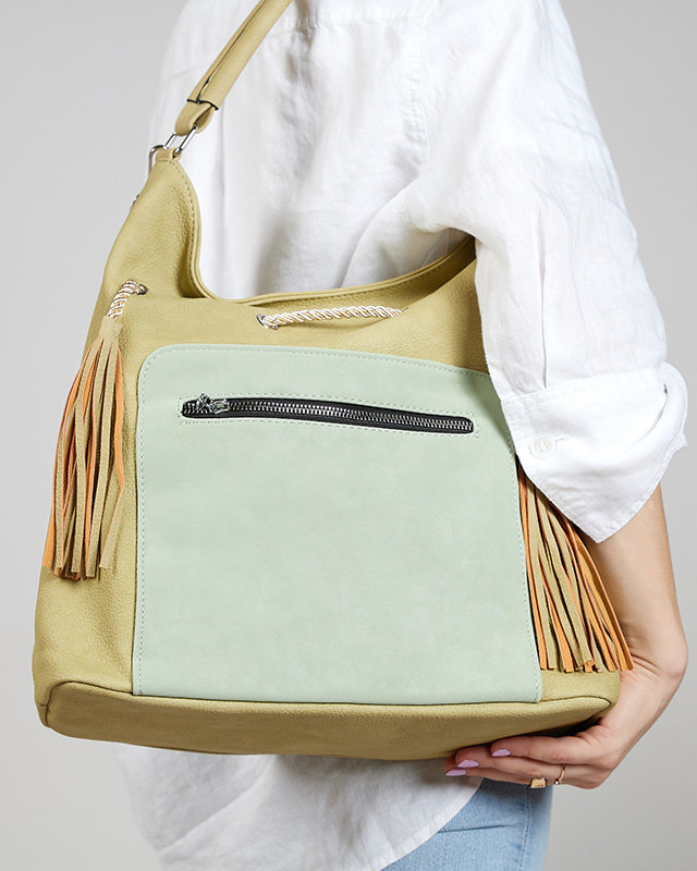 Green shopper bag with drawstrings - Accessories