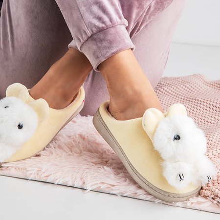Ladies' beige slippers with decoration Judi - Shoes