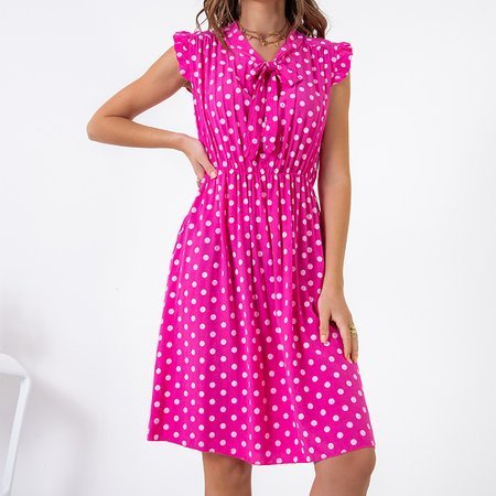 Ladies' fuchsia polka dot dress - Clothing