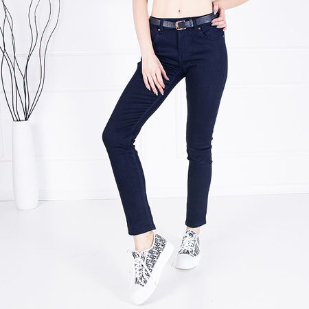 Ladies' navy blue straight leg jeans - Clothing