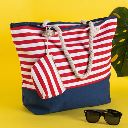 Ladies 'red striped beach bag - Accessories