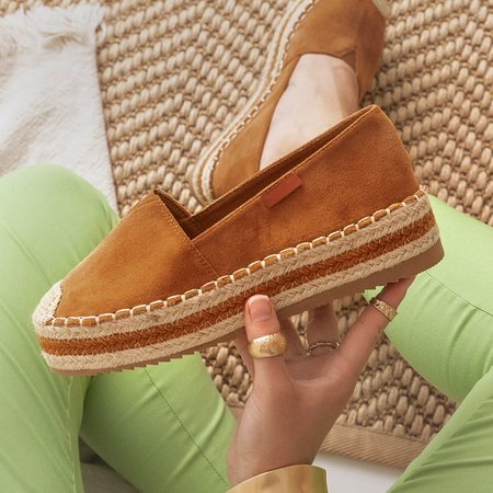 Light brown women's eco-suede platform espadrilles Ceresa - Footwear