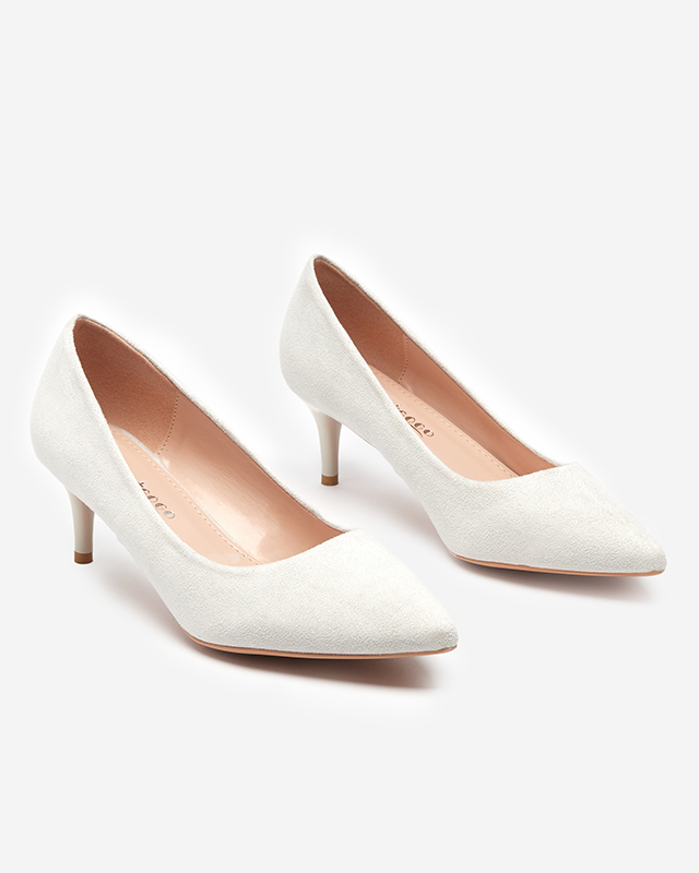 Light gray women's pumps on a low heel Oia - Clothing