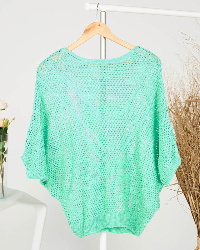 Mint see-through women's sweater with dropped shoulders - Clothing