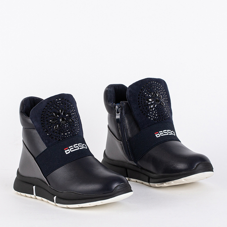 Navy blue and graphite children's boots with cubic zirconias Dorimeco - Footwear