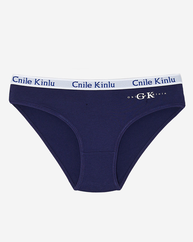 Navy blue women's cotton panties with a sporty rubber - Underwear