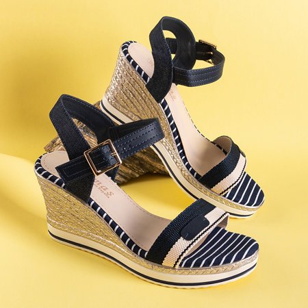 Navy blue women's wedge sandals Carlota - Shoes