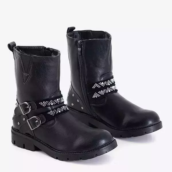 OUTLET Black children's boots with decorations Oriel - Footwear