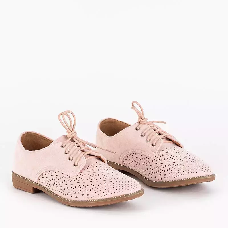 OUTLET Bright pink women's openwork lace-up half shoes Soberin - Footwear