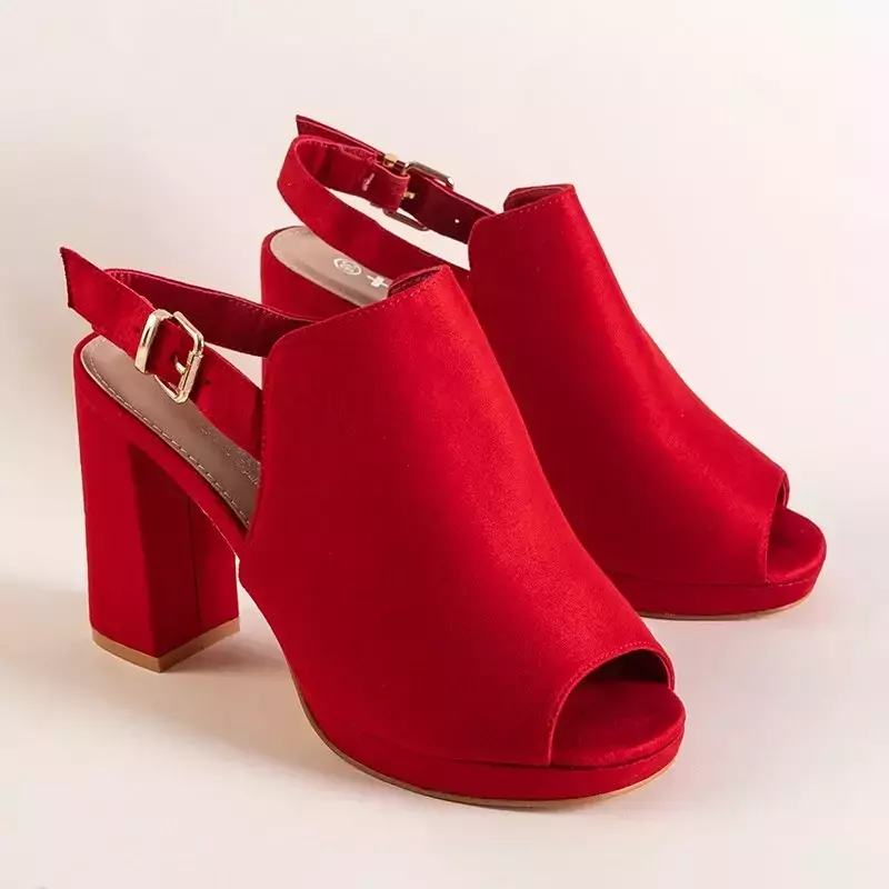 OUTLET Red women's high-heeled sandals Wefira - Footwear