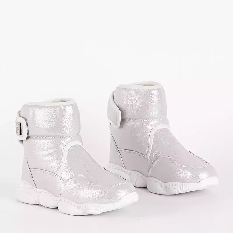 OUTLET White children's snow boots with Velcro from Wintori - Footwear