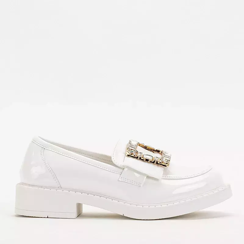 OUTLET White women's half shoes with crystals Iolara - Footwear