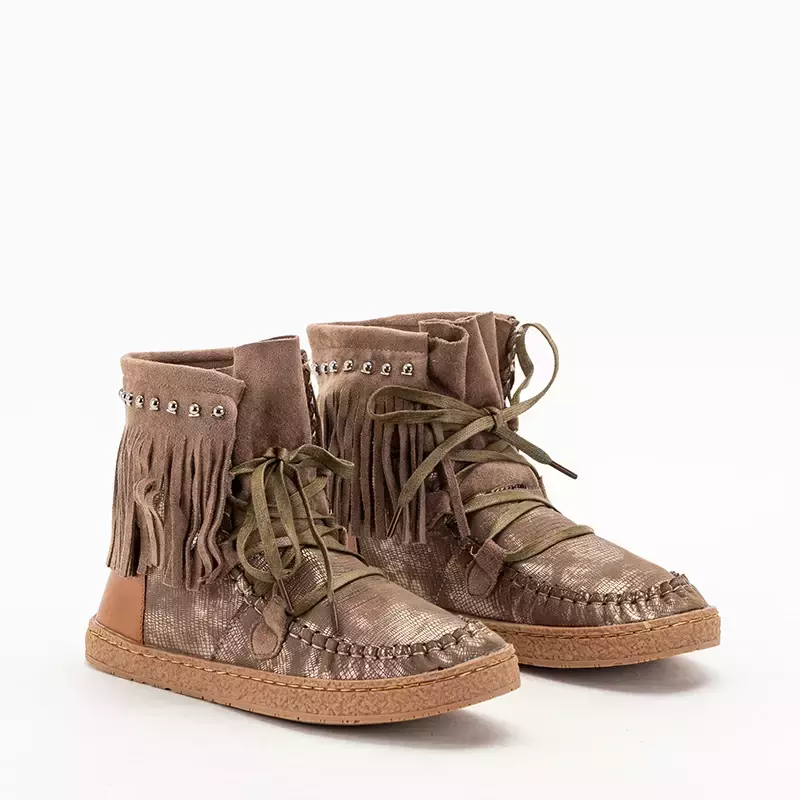 OUTLET Women's brown snow boots with tassels Medisal - Footwear