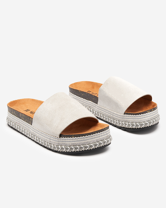 OUTLET Women's eco suede slippers in light gray Kiccoro- Footwear