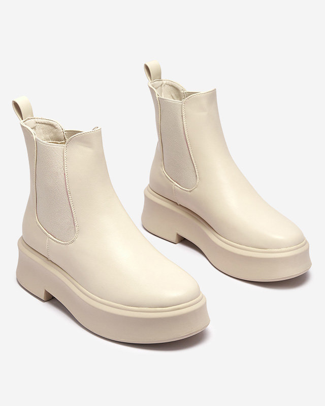 OUTLET Women's platform boots in cream color Emallo - Footwear