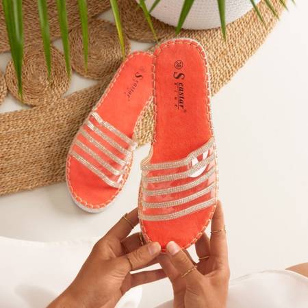 Orange transparent slippers with cubic zirconia Noumeia - Footwear