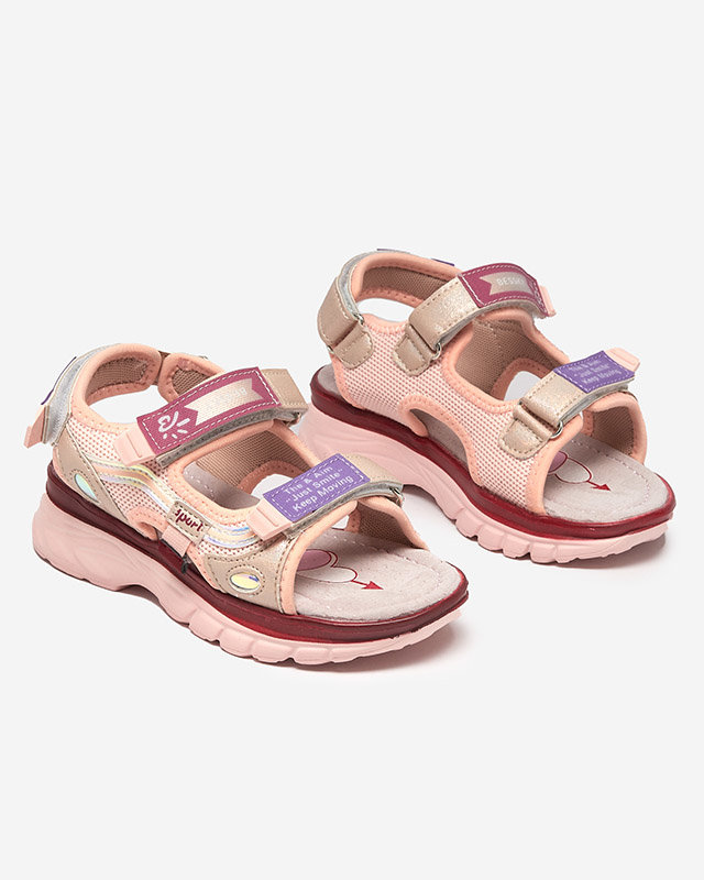 Pink children's sandals with colorful inserts Meniko - Shoes