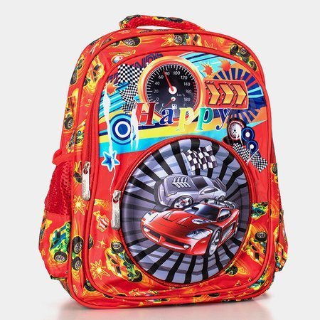 Red school backpack with cars - Accessories