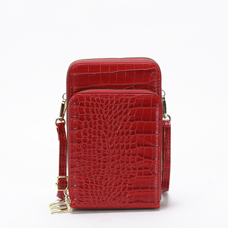 Red women's mini purse-wallet with embossing - Accessories