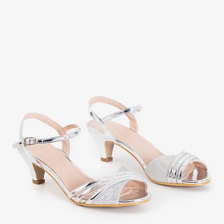 Silver women's sandals with low heels Fererre - Shoes