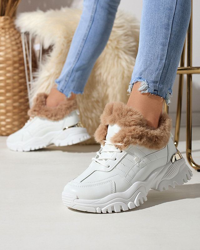 Sports white women's shoes with fur Flixi - Footwear