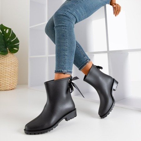 Umbrella matt black rubber rain boots - Wellies