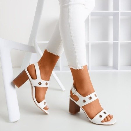 White sandals on a higher post with cut-outs Cangola - Footwear 1