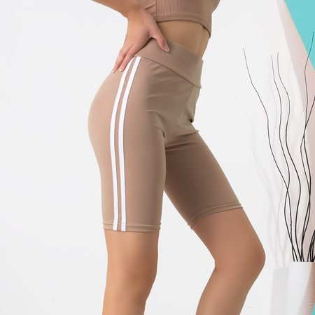 Women's beige cycling shorts with stripes - Clothing